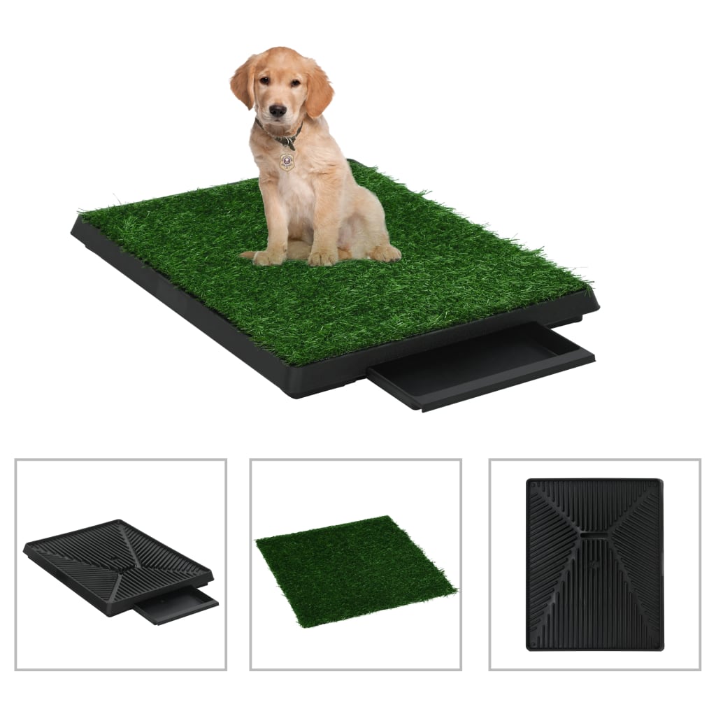 Hundetoilette mit Kunstrasen und Auffangschale 63 cm