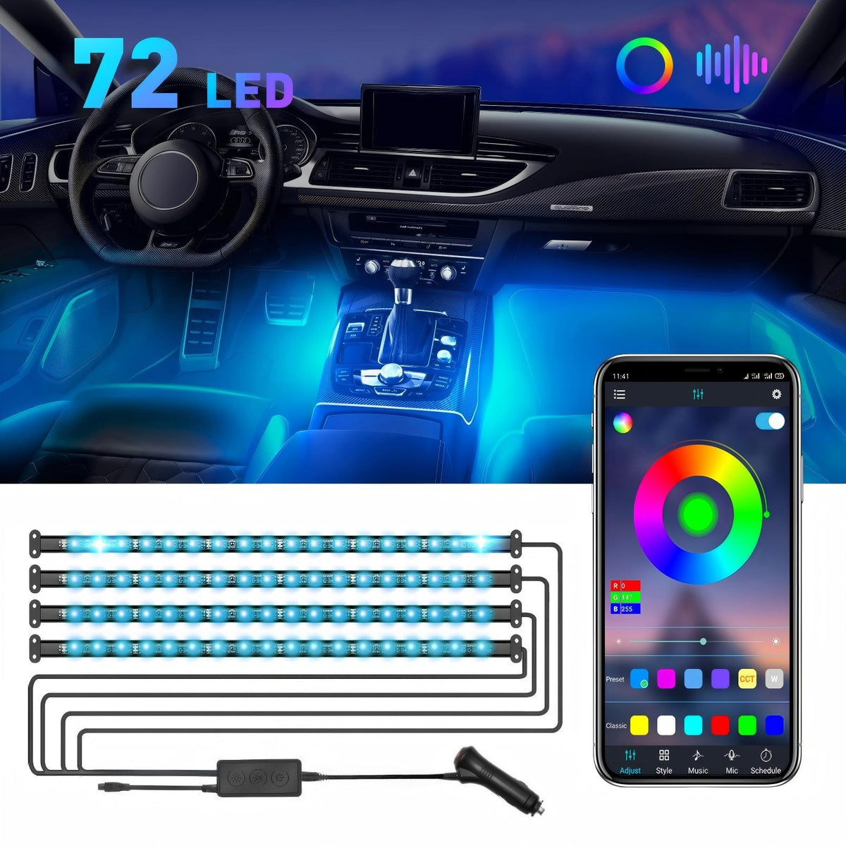 LED-Fußraumbeleuchtung - Steuergerät und Adapter