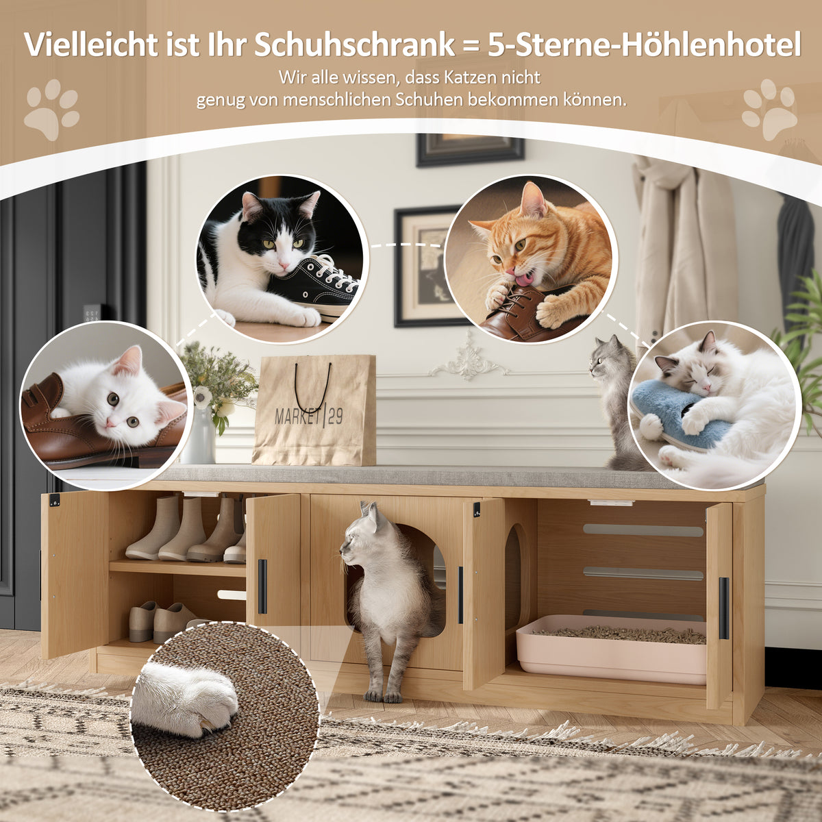 Maßzeichnung Katzenschrank 140 x 40 x 45,5 cm