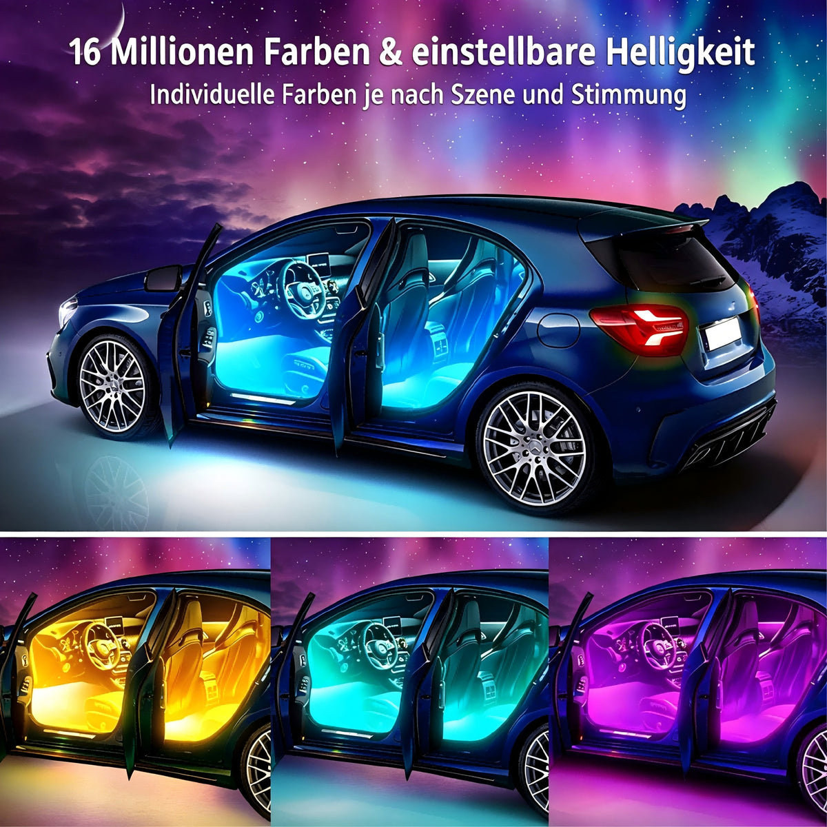 LED Fußraumbeleuchtung 4er-Set mit App- und Musiksteuerung