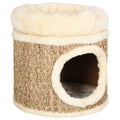 Katzenhaus 33 cm aus Seegras mit Plusch-Liegemulde