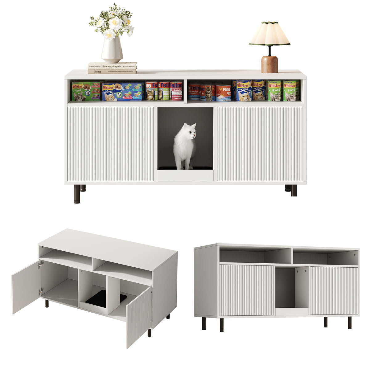 Maßzeichnung Katzentoiletten-Schrank 120 x 50 x 66 cm
