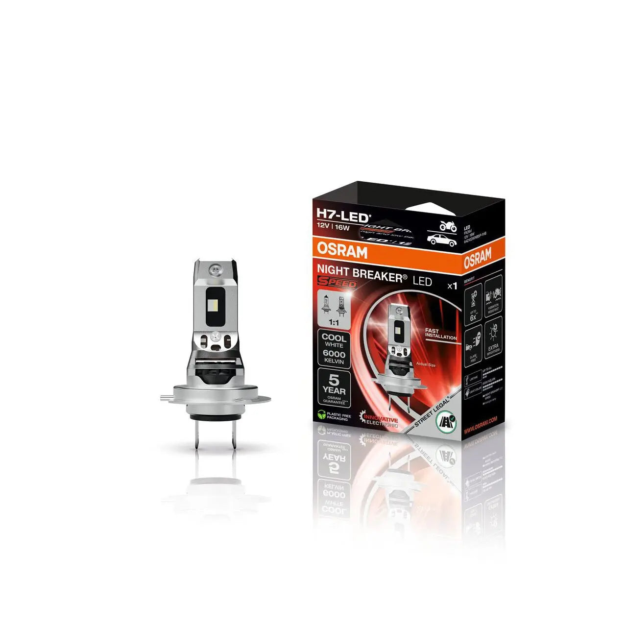H7 NIGHT BREAKER LED SPEED StVZO-Konforme Motorrad LED-Nachrüstlampe  OSRAM