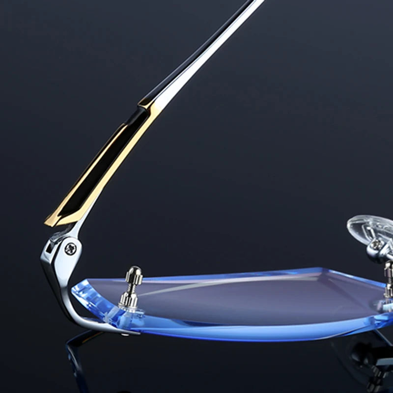 Wider Blue Light Filter Glasses Men Myopia Eyeglasses Computer Rimless Frames Ti Prescription Diopter Frameless Eyewear