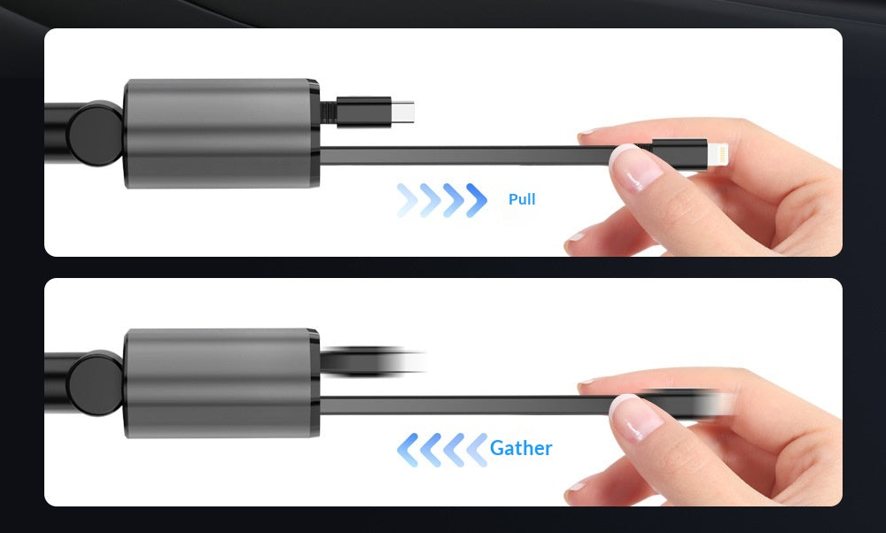 Einziehbare USB-C Kabel des Ladegeräts