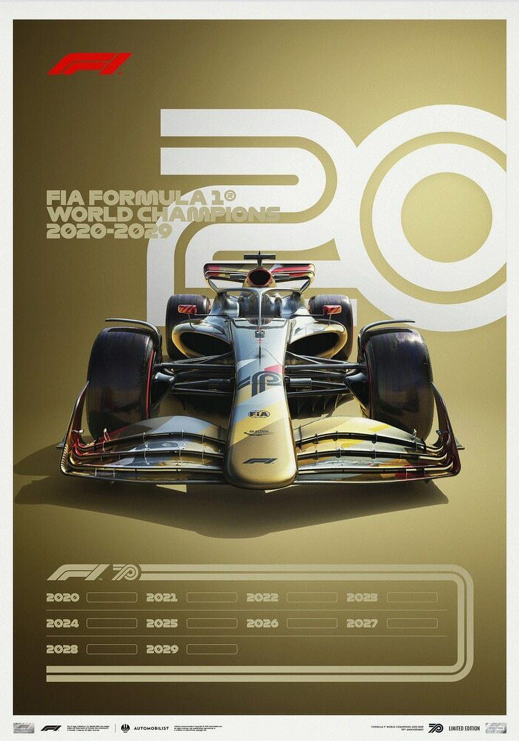 Poster Formel 1 Jahrzehnte Rennwagen Chronologie Legenden · Deko Print ohne Rahmen