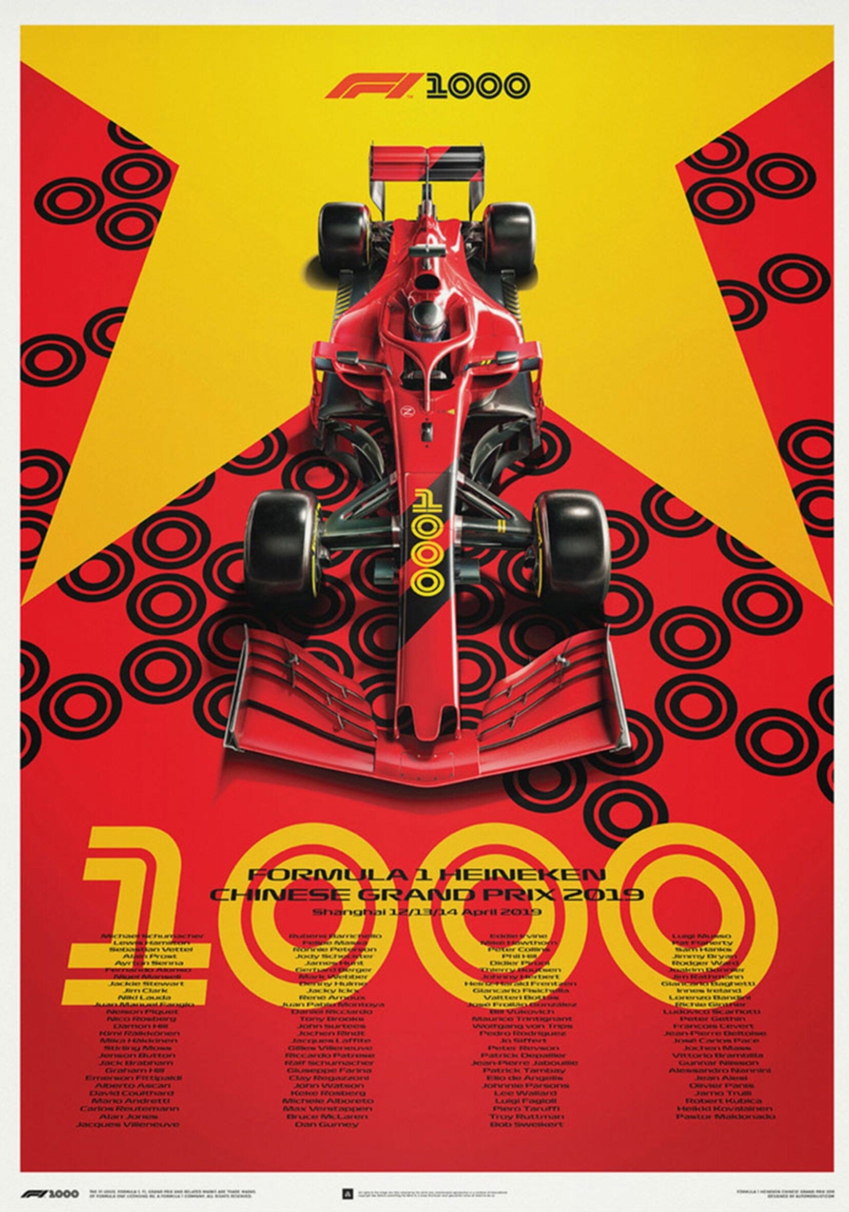 Poster Formel 1 Jahrzehnte Rennwagen Chronologie Legenden · Deko Print ohne Rahmen